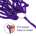Leeven Purple Soft Locs 24 Inch 6 Packs Distressed Faux Locs Crochet Hair Pre Looped Natural Butterfly Locs Long Boho Goddess Locs Synthetic Braiding Hair for Women