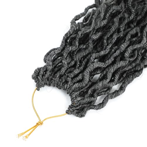 Gray River Locs Crochet Hair Black Women 8Packs 10" Short Goddess Locs Crochet Hair Curly Faux Locs Hair Pre Looped Crochet Braids Hair Boho Hippie Locs Synthetic Hair Extensions (#T1B/Gray 10inch)