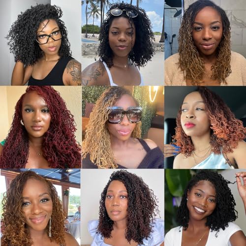 ZRQ 12 Inch New Micro Locs Crochet Braids Synthetic Curl Croceht Sisters Locs Natural Black Microlocs Braids Pre-looped Micro Faux Locs Extensions 12'',1B