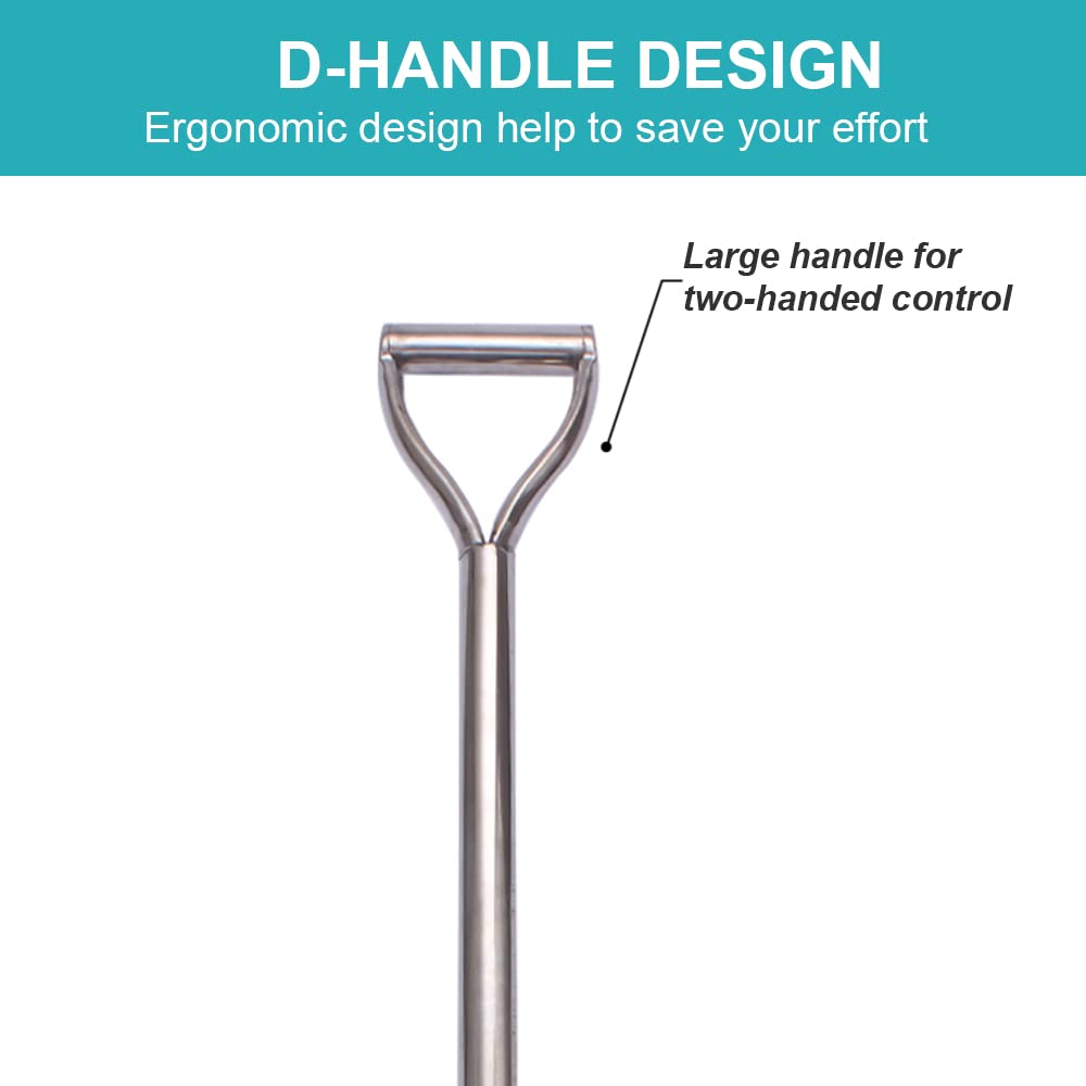 LUBAN 31.5 Inch Short Garden Shovel for Digging in The Yard, Round Point D Handle Shovel, All Stainless Steel Made