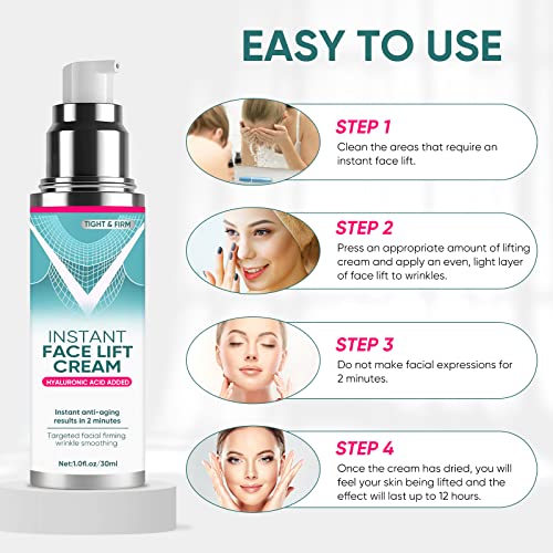 Instant Face Lift Cream, Mild Face Lift Tightening Cream with Plant Extract, Neck, Eye Anti-aging Serum, Visibly Firming Loose Sagging Skin, Smoothing Wrinkles, Fine Lines & Puffiness in 2 Minutes