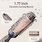 Thermal Brush, Hot Hair Curling Iron 1.77 Inch Thermal Round Hair Curling Brush with 2 Temp Settings, Universal Voltage, Tourmaline Ceramic, Negative Ion Technology, New Update Rose Gold