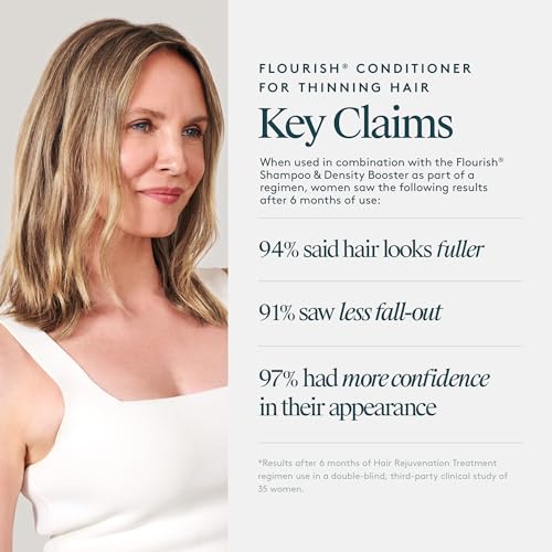 VIRTUE Flourish Conditioner for Fine or Thinning Hair, Sulfate Free Hair Growth Product, Detangles and Thickens, Color Safe
