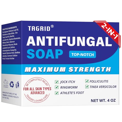 TAGRID Antifungal Soap Kit, Tea Tree Soap, Antifungal Face Wash, Antibacterial Treatment for Body Jock Itch, Ringworm, Athlete's Foot, Folliculitis, Tinea Versicolor, Fungal Acne Treatment (TOP-NOTCH)