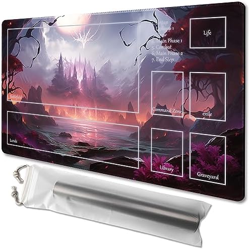 MTG Playmat Size 24x14in Free Storage Bags Non-Slip Backing Printing, Ideal for Card Game Enthusiasts TCG Playmat (with Zone,City of Destruction)