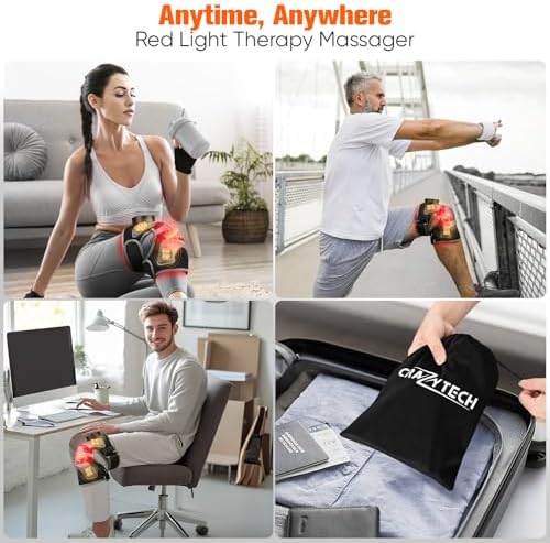 Upgraded Red Light Therapy Knee Brace - Knee Massager with 4 Vibration Areas, 660nm&850nm, Wireless Controller, Near Infrared Red Light Therapy Heated Device for Knee Elbow Shoulder Pain