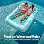 SLOOSH Inflatable Tanning Pool Lounger Float,85" x 57" Extra Large Pool Floats Adult with Pillow,4 in 1 Suntan Tub Raft Floatie,Sunbathing Bed Lounge Blow Up Ball Pit Party Gifts,XL-Cyan White