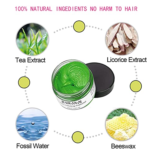 Temporary Hair Color Wax,Hair Color Spray Wax, Natural Hair Coloring Wax Material Disposable Hair Styling Clays Ash for Cosplay,Party,Masquerade, Halloween.etc (Blue White Green Pink, 1 Pack)