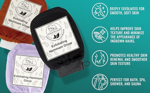 Natural Elephant Exfoliating Hammam Glove… (Pure Black 3 Pack)