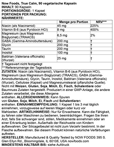 Now Supplements, True Calm, with Magnesium, GABA, B Vitamins & More, 90 Veg Capsules, (Pack of 2)