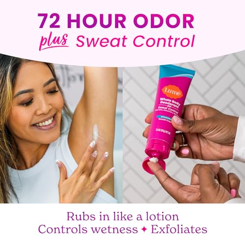 Lume Whole Body Deodorant Plus Sweat Control - Smooth Cream Tube - 72 Hour Odor And Sweat Control - Baking Soda Free, Skin Loving - 3.0 ounce (Pack of 2) (Unscented)