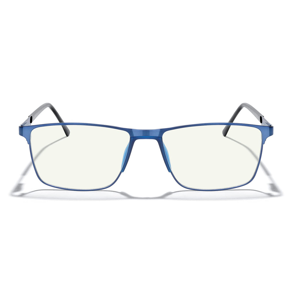 MERRY'S Fashion Blue Light Blocking Glasses - Reading Glasses Metal Frame Spring Hinge Readers for Men Eyeglasses (Blue-52MM, 1.75)