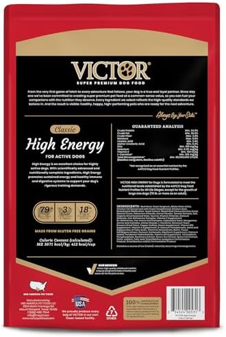 VICTOR Super Premium Dog Food – High Energy Dry Dog Food for Active Dogs – Gluten Free Dog Food with Beef and Chicken Meal Proteins for Sporting Dogs – All Breeds and All Life Stages, 5 lb