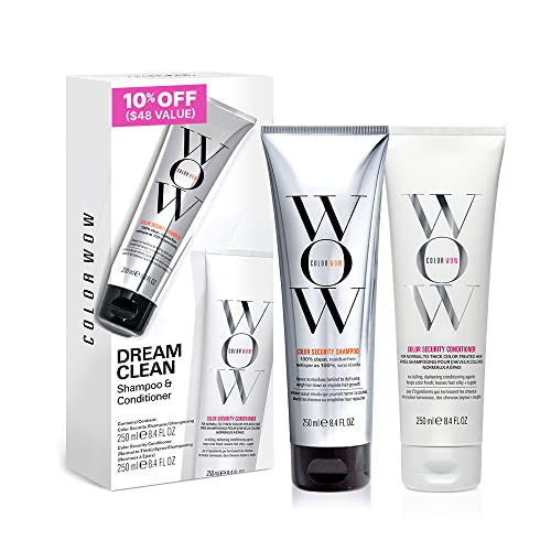 COLOR WOW Dream Clean Duo - 100% clean, sulfate-free COLOR SECURITY SHAMPOO and weightless COLOR SECURITY CONDITIONER- for Normal to Thick Hair| Achieve Super Glossy, Hydrated Hair