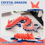 Large 3D Printed Dragon,24 Inch 3D Dragon Toys,Bigger Fidget Crystal Animals Toys, 3D Printed Articulated Animals for Home Office Car Desk Decor (Red White Blue, 24 inch)