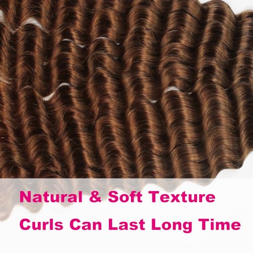 Deep Wave Braiding Hair 150g 20 Inch Bulk Human Hair Mixed Synthetic Curly Braiding Hair for Boho Braids No Weft Wavy Hair Bundles for Braiding (20Inch, #30)