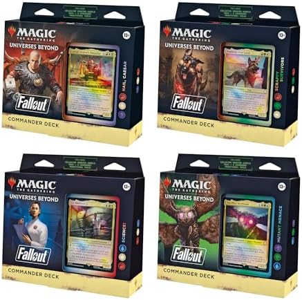 Magic: The Gathering Fallout Commander Deck Bundle – Includes All 4 Decks (1 Hail Caesar, 1 Scrappy Survivors, 1 Science!, and 1 Mutant Menace)