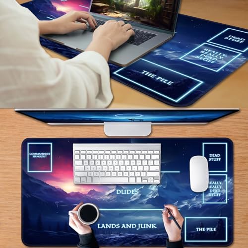 for MTG Game Playmat, for Magic TCG Rubber Play mat,Tabletop Card Playmats with Smooth Surface,Trading Card Inked Game Mat with White Zones,Battle Game,Snow Mountain Moon