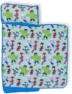 Jay Franco Toddler Nap Mat with Built-in Pillow and Blanket - Soft 46 x 20-inch Microfiber Kids Sleeping Bag for School or Sleepover, Blue - Spidey & His Amazing Friends