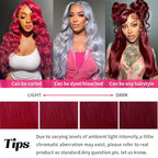 32 Inch 99J Burgundy Lace Front Wigs Human Hair 200% Density 13x6 Straight Lace Front Wigs Human Hair Pre Plucked Red Lace Frontal Wig for Women Glueless Human Hair Wig with Baby Hair Natural Hairline