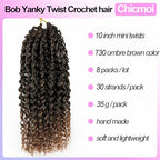 Short Mini Twist Crochet Braids for Black Women 1B/30 10 Inch Yanky Twists Crochet Hair 8 Pack Island Boho Twist Crochet Hair Pre Looped Micro Passion twist Hair Ombre Brown Braiding Hair Extension