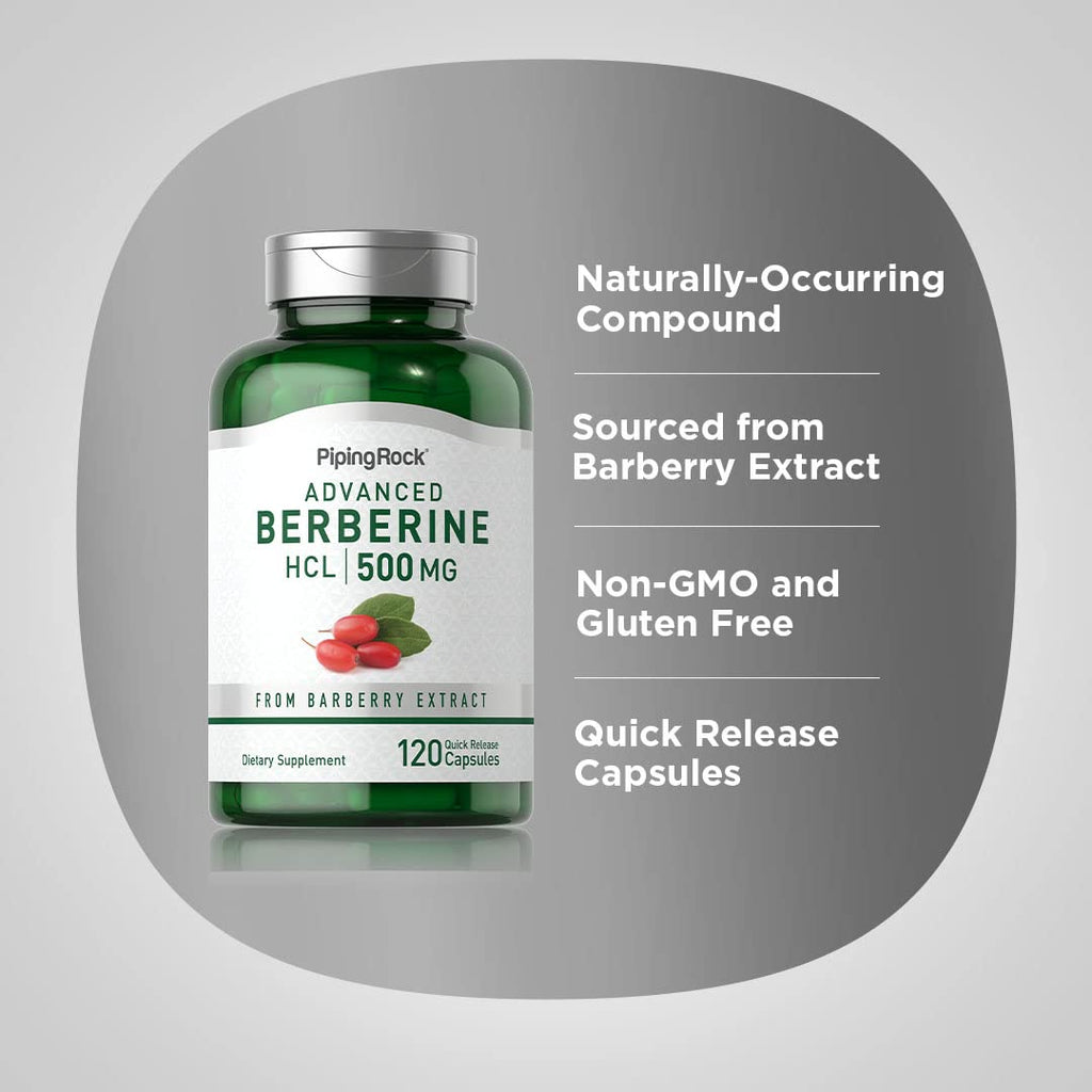 Piping Rock Berberine HCL Capsules 500mg | 120 Pills