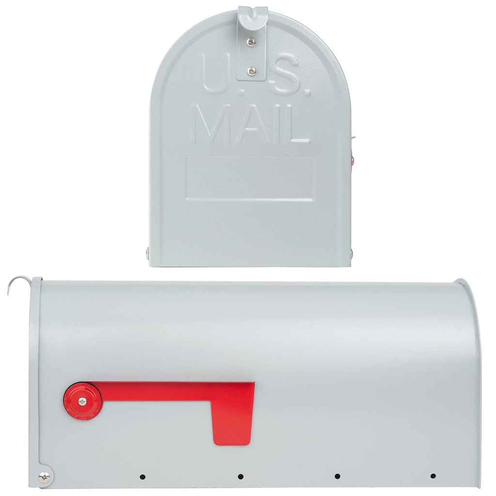 Metal Mailboxes for Outside Post Mount, RAINHOL Residential Mailbox, Galvanized Steel Heavy Duty Outdoor Mail Box, Standard Compacity, 20 x 8.7 x 6.7 inches, Gray