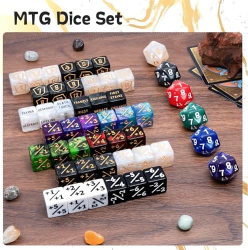 78 Pieces MTG Dice Set with Plus 1 Life Counter & Keyword Token Dice & Shield & Spindown Dice in 12 Colors for MTG, Cards Gaming Accessories