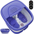 Foot Spa Collapsible, Foot Bath Massager with Heat, Remote, Timer, and 24 Motorized Shiatsu Massage Balls, Foot Soaking Tub Supports Hot/Cold Water Soaking