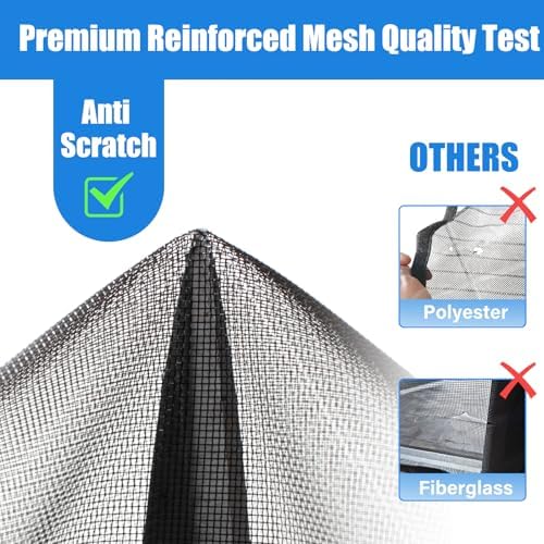 Magnetic Screen Door Left Right Side Opening Polyethylene Terephthalate Mesh Greater Than Fiberglass and Polyester Easy Install Fit Door Size