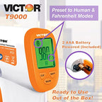 Victor T9000 Non-Contact Digital Infrared Forehead and Wrist Thermometer, for Adults and Kids, Quick 1 Second Readings, 3-Color Temperature Warning Display, White/Orange