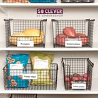 100 Pack Basket Label Holders, Plastic Wire Shelf Label Holders with Double Snap Lock Closure, Reusable Clear Price Tag Holder for Market, Retail Shop, Pantry(About 4" x 1.7")