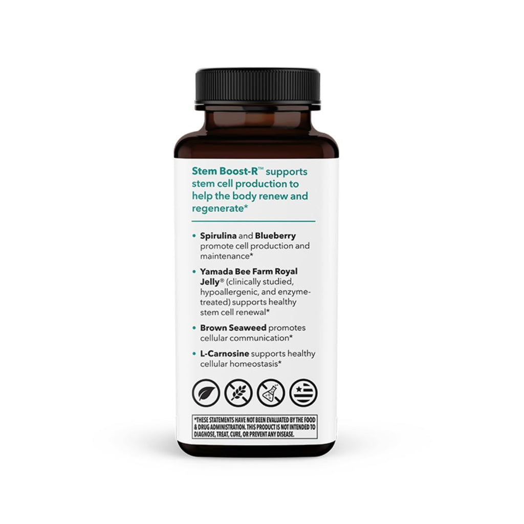 LifeSeasons Stem Boost-R - Stem Cell Support - Repairs Damaged Tissue - Vitamin Supplement with Antioxidants - Royal Jelly, Spirulina, Blueberry, Brown Seaweed & L-Carnosine - 120 Capsules (Pack of 2)