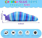 Cevei Cevoce Sensory Slug Fidget Toys for Adults & Kids - 6Pc Cute Autism Sensory Toy Set for Autistic Children, Ages 3+, (5.8 Inch)
