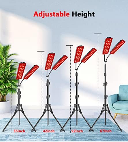 Red Light Therapy Lamp, Infrared Light Therapy with Stand - 660nm Redlight and 850nm Near Infrared Light Device for Body Pain Relief Skin Care