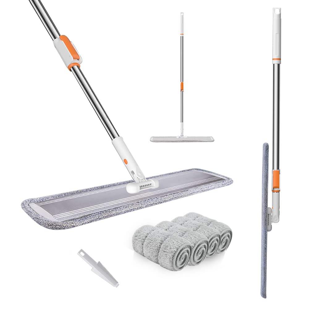 Microfiber Flat Mop 32 in with 4 Washable Pads for Hardwood Floors