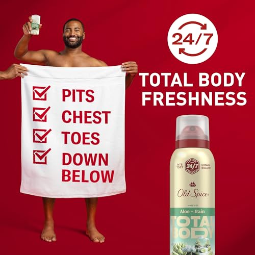 Old Spice Whole Body Deodorant for Men, Total Body Deodorant, Aloe + Rain, Aluminum Free Deodorant Spray for 24/7 Freshness // Dermatologist Tested Whole Body Deodorant, 3.5 oz