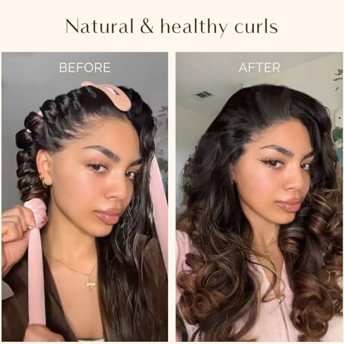 Yanibest Heatless Hair Curler, No Heat Hair Curlers to Sleep in, Super Soft Ribbon Wrap for Long Hair，Overnight Heatless Curling Set with Hair Scrunchies and Clip, for All Hair types