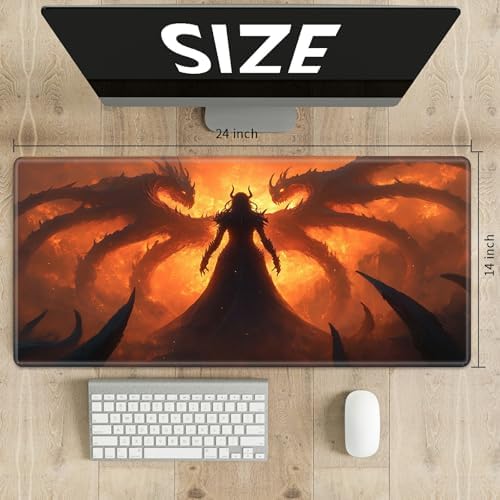 Playmats for Magic: The Gathering MTG Card Game Mat Plus 50 Pcs Card Sleeves, 24 x 14 inch TCG Mat with Stitched Edge for Commander Deck Duskmourn Board Game, Art of Dark Queen