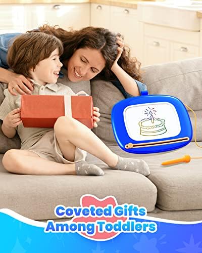 Toddlers Toys Ages 1-3, Magnetic Drawing Board, Doodle Board Pad Learning and Educational Toys for 18 Months Baby,1-3 Yr Kids Birthday Gifts - Dark Blue