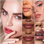 Hydrating Lip Glow Oil - 2PCS Tinted Moisturizing Lip Gloss Plumping Long-Lasting Shiny Fruit Flavor Lip Stain, 0.10 Fl Oz (Raspberry&Green Apple)