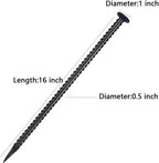 16" Galvanized Rebar Stakes 6 Pack,1/2" Diameter Heavy Duty Ground Anchors