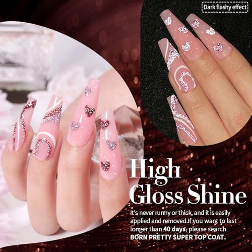 Born Pretty Reflective Red Glitter Gel Polish Christmas Glitter Gel Polish Sparkly Shiny Disco DJ LED Nail Polish Varnish Silver Red Black Colors Collection 6PCS 7ML