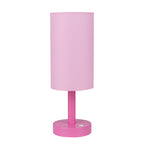 LALISU Small Table Lamp Nightstand Lamp Linen Lampshade Bedroom Wood Base Small Bedside Lamp for Night Stands, Desk Lamps for Reading Living Room, Office (LED Bulb Included) (Pink)