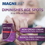 MagniLife Dark Spot Cream, Natural Treatment Diminishes Sun-Damage, Liver Spots, Freckles & Discoloration For Younger Looking Skin - Fader & Corrector For Face, Chest, Hands & Body - 2oz