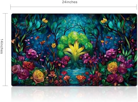 MTG Playmat, TCG Card Game Playmat, Stitched Edge, Non-Slip Rubber Bottom - 24 x 14 inch - Forest