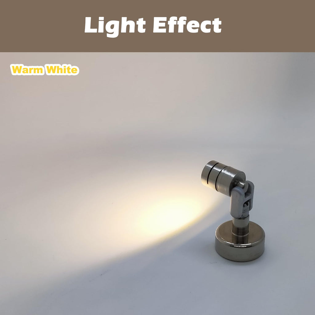 Suzeyar Metal Miniature LED Light,Tiny Spot Lights with Magnet Base,Battery Operated LED Lights,Wireless Miniature Spot Light for Artwork Painting,Jewelry Showcase,DIY Hand Craft (Warm White)