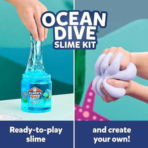 Elmer's Ocean Dive Slime Kit, Slime Supplies Include Liquid Glue, Activator, and Premade Slime, 9 Count
