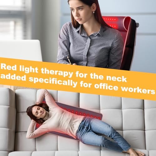 New Leather Red Light Therapy Mat with Neck Support, Dual-Wavelength for Enhanced Pain Relief, 19.0 * 35.8In