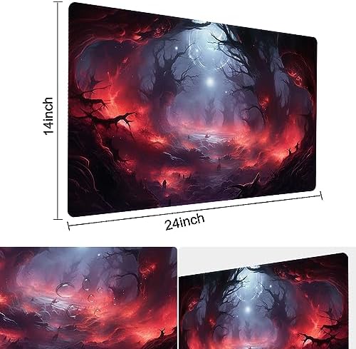 MTG Playmat Size 24x14in Free Storage Bags Non-Slip Backing Printing, Ideal for Card Game Enthusiasts TCG Playmat (No with Zone,Ashes of The Fallen)